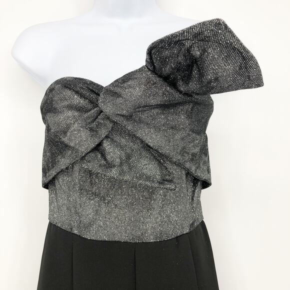 SAM EDELMAN Women Cady Jumpsuit 8 Black Silver Metallic Bow Strapless NWOT - Picture 7 of 15